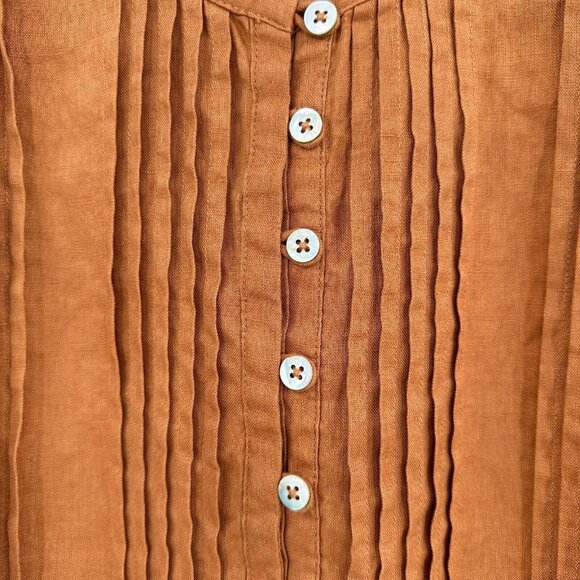 Quince Terracotta Orange Linen Sleeveless Swing Mini Dress sz S Women's NWT - Picture 2 of 6